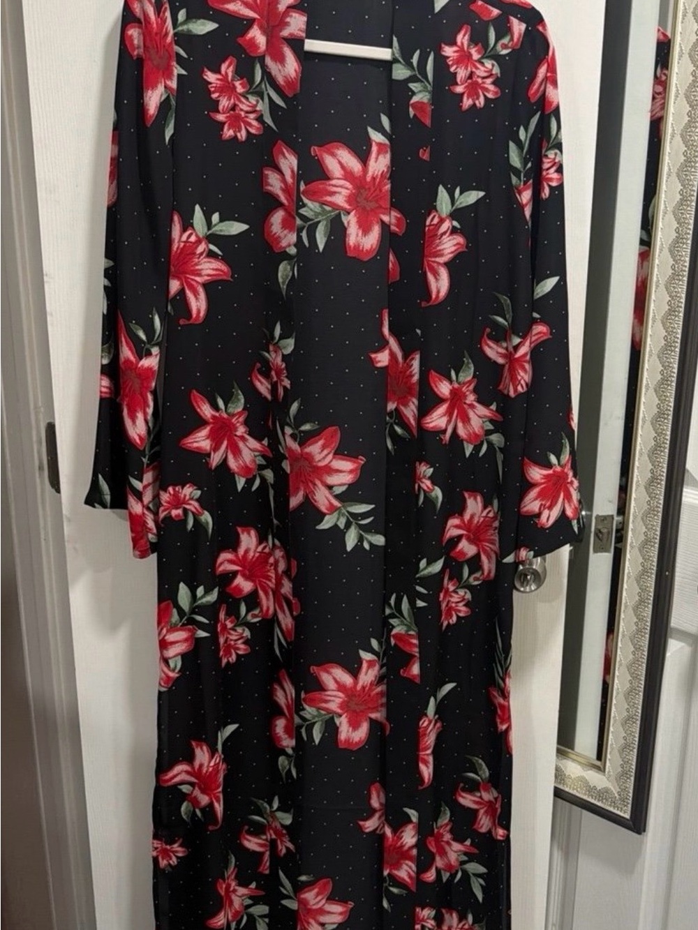 Guess Black Maxi Dress with Red Floral Print